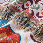 Coperta reversibile con motivo a mosaico con frange Stile marocchino