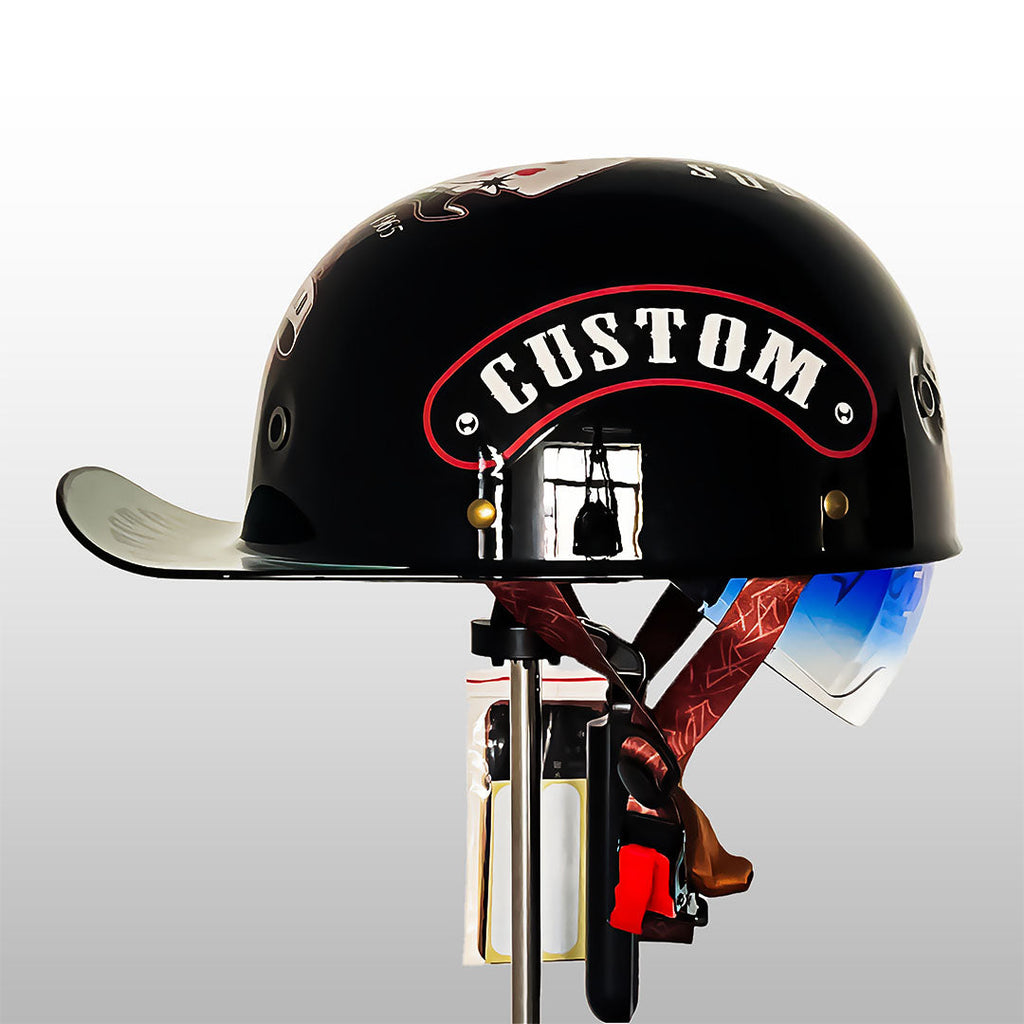 Urban Half-Shell Motorcycle Helmet – Retro Cap Style with Quick Release