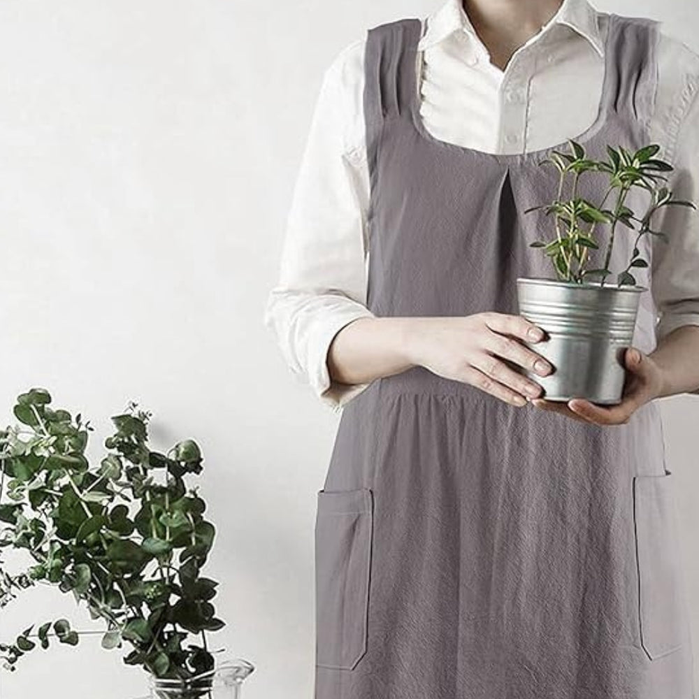 Tablier de cuisine pratique avec poches et bretelles allongées