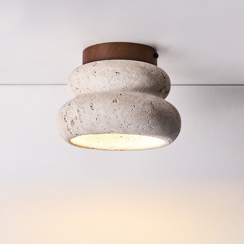 Lampe de plafond élégante en travertin – luminaire LED en pierre naturelle