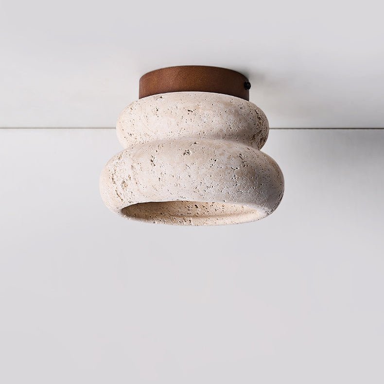 Lampe de plafond élégante en travertin – luminaire LED en pierre naturelle