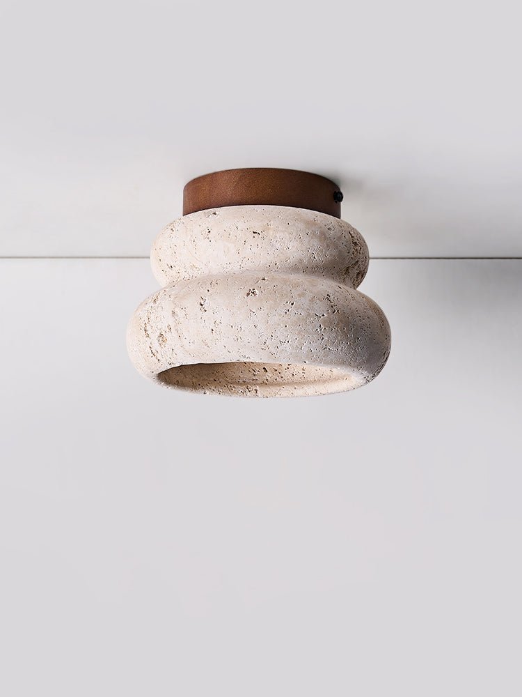Lampe de plafond élégante en travertin – luminaire LED en pierre naturelle