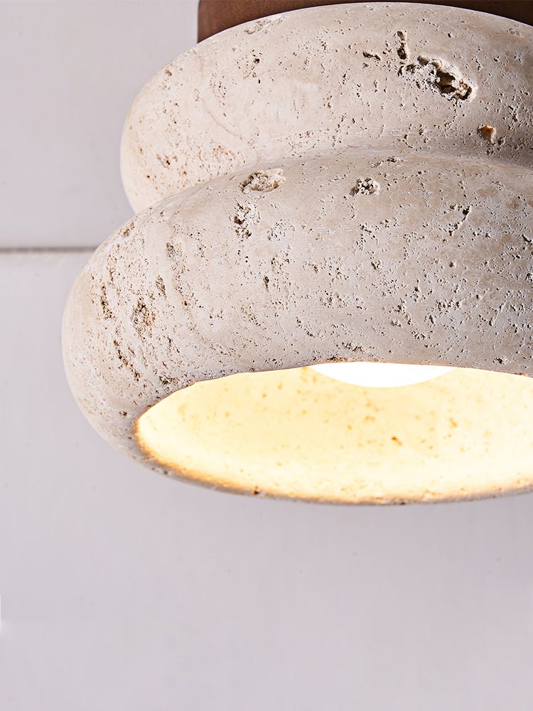 Lampe de plafond élégante en travertin – luminaire LED en pierre naturelle