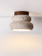 Lampe de plafond élégante en travertin – luminaire LED en pierre naturelle