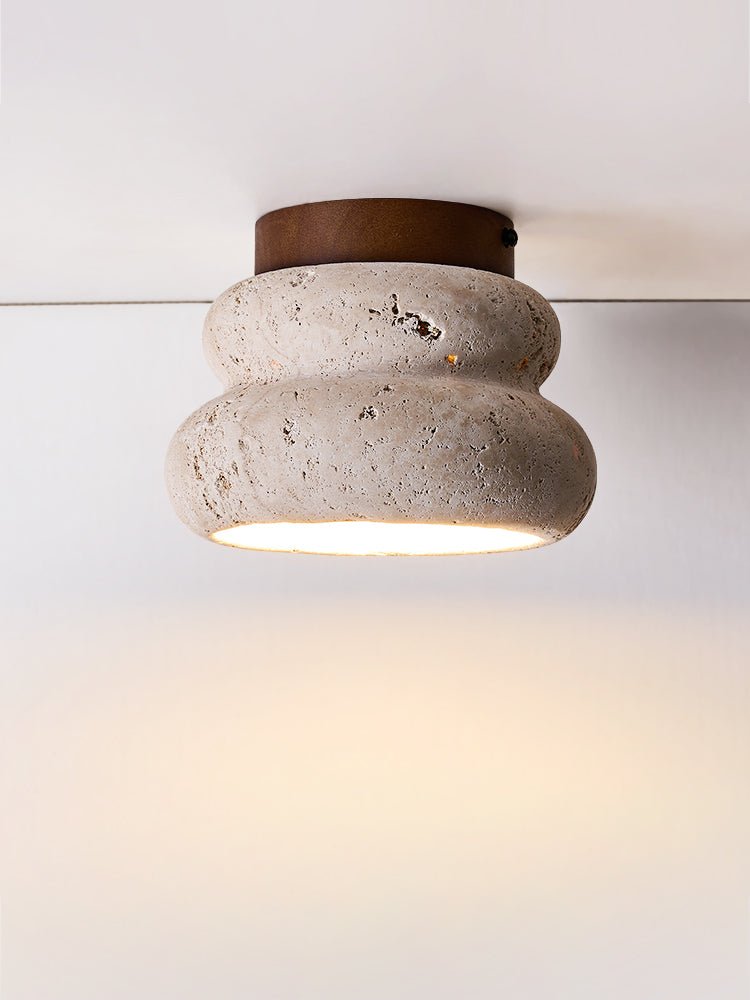 Lampe de plafond élégante en travertin – luminaire LED en pierre naturelle