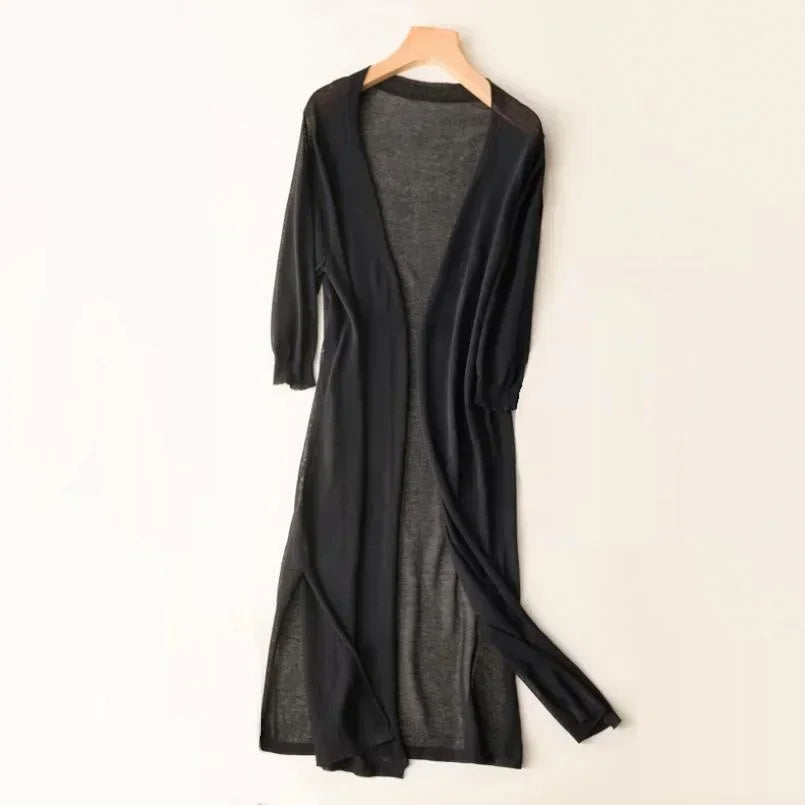 Women's Long Open Cardigan Lightweight Loose Fit