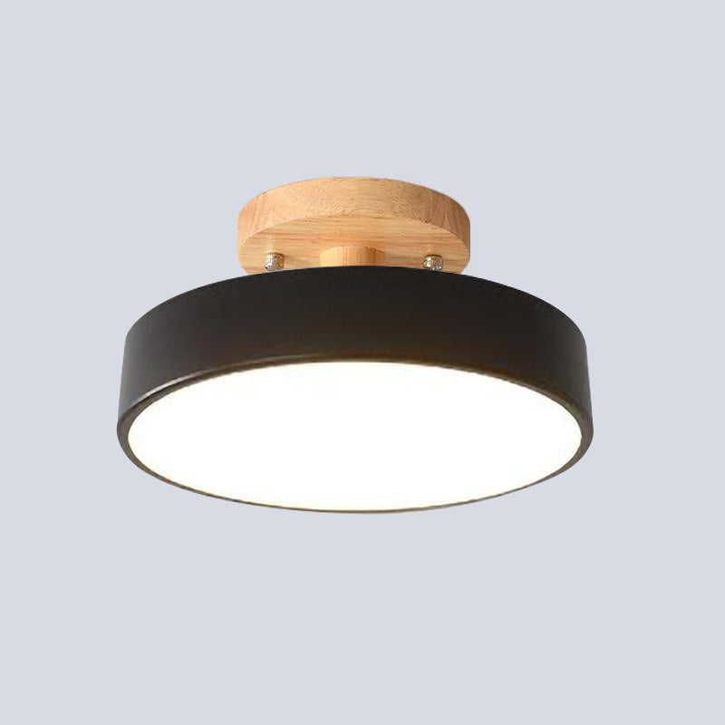 Calda lampada da soffitto rotonda in legno stile scandinavo LED per interni moderni
