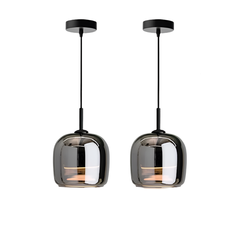 Interni scandinavi Lampada a sospensione in stile nordico in vetro nero per casa moderna