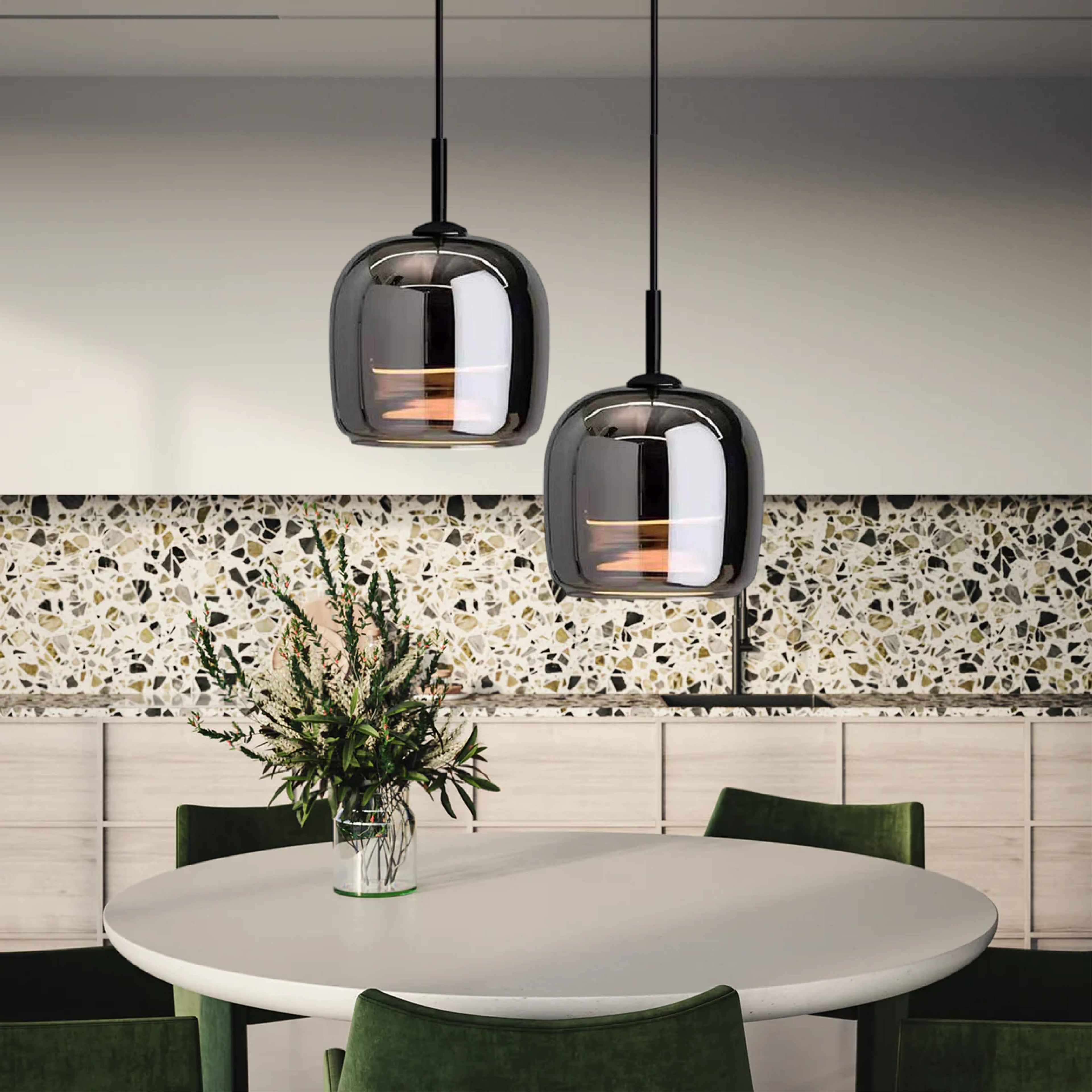 Ceiling pendant lamp black glass Nordic style modern home