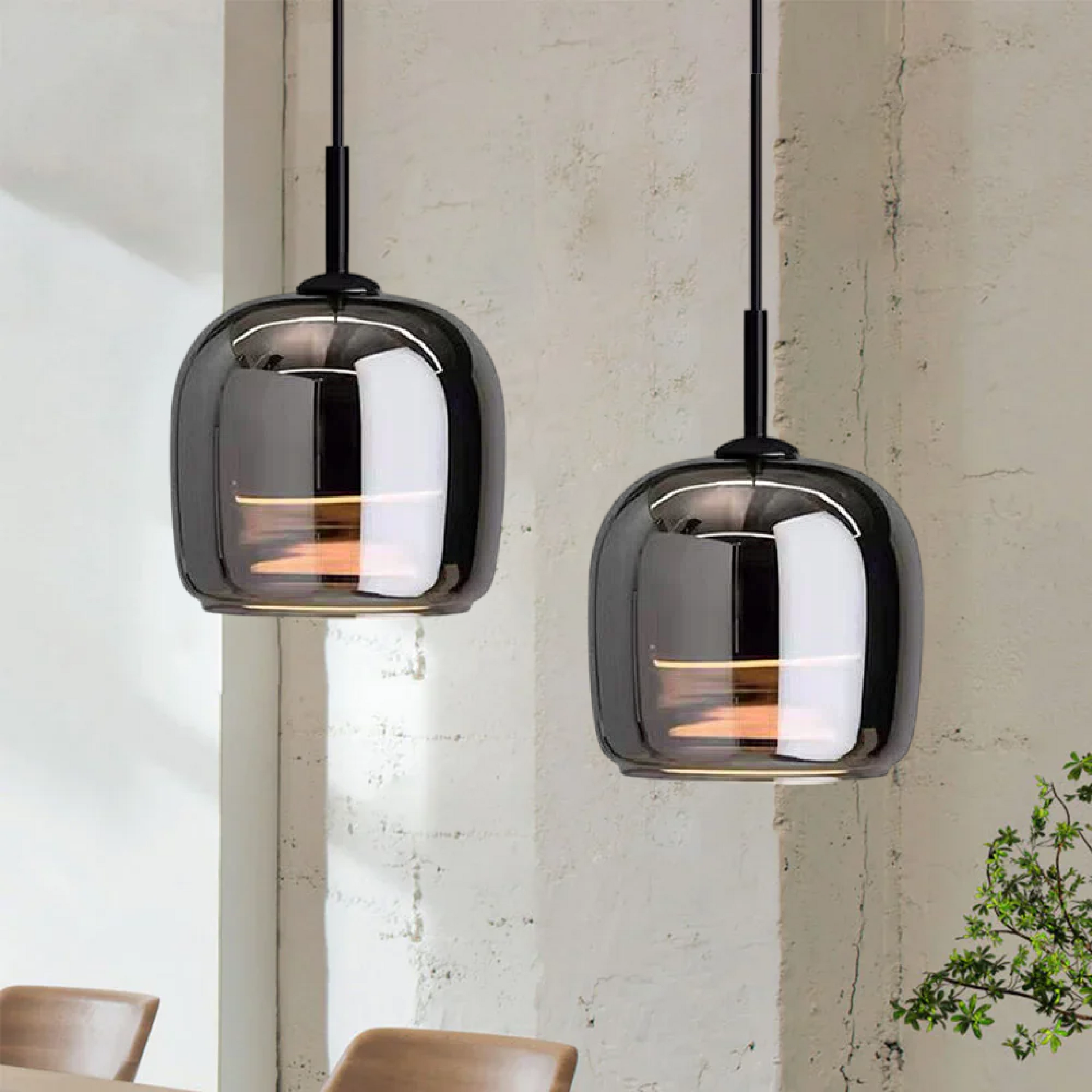 Ceiling pendant lamp black glass Nordic style modern home