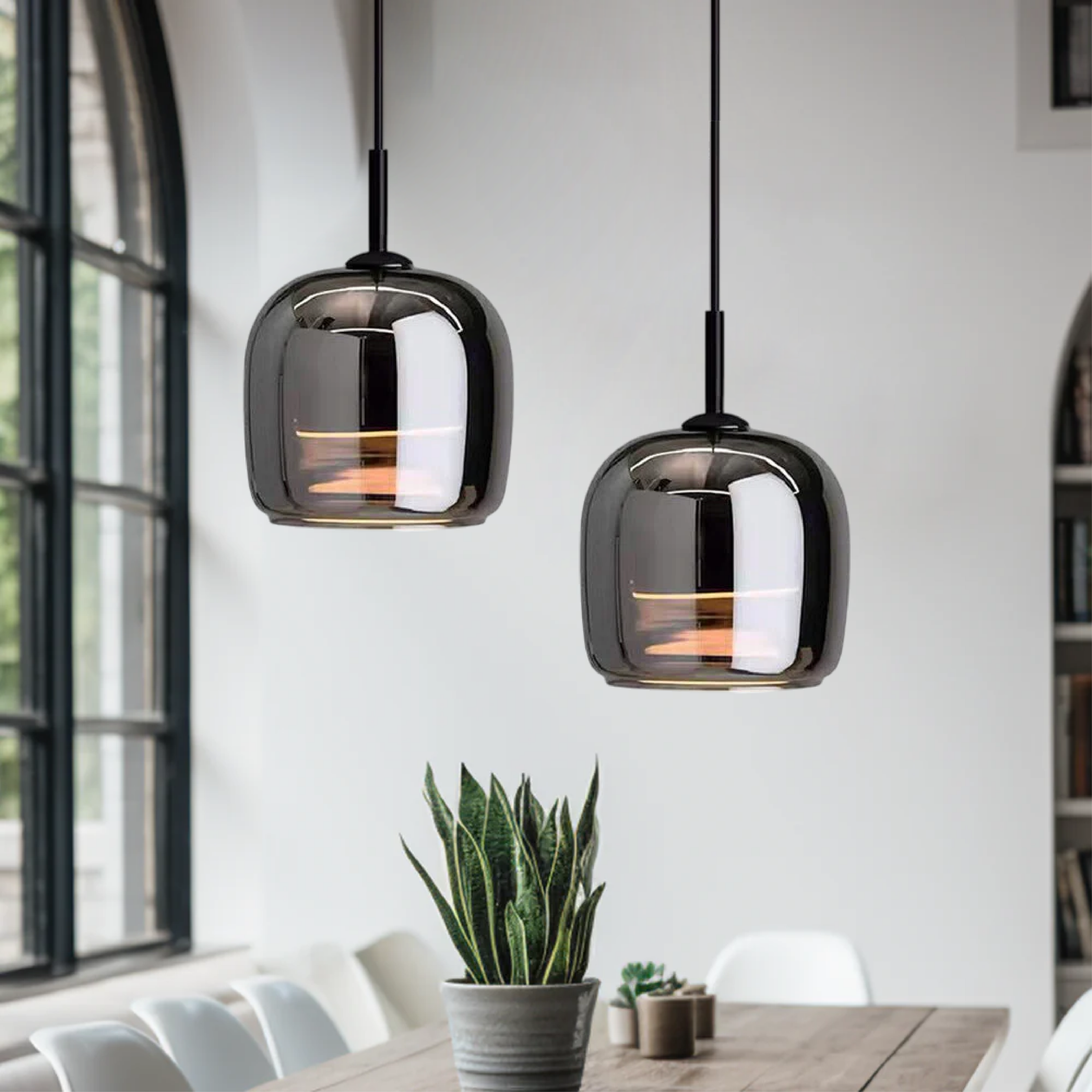Ceiling pendant lamp black glass Nordic style modern home