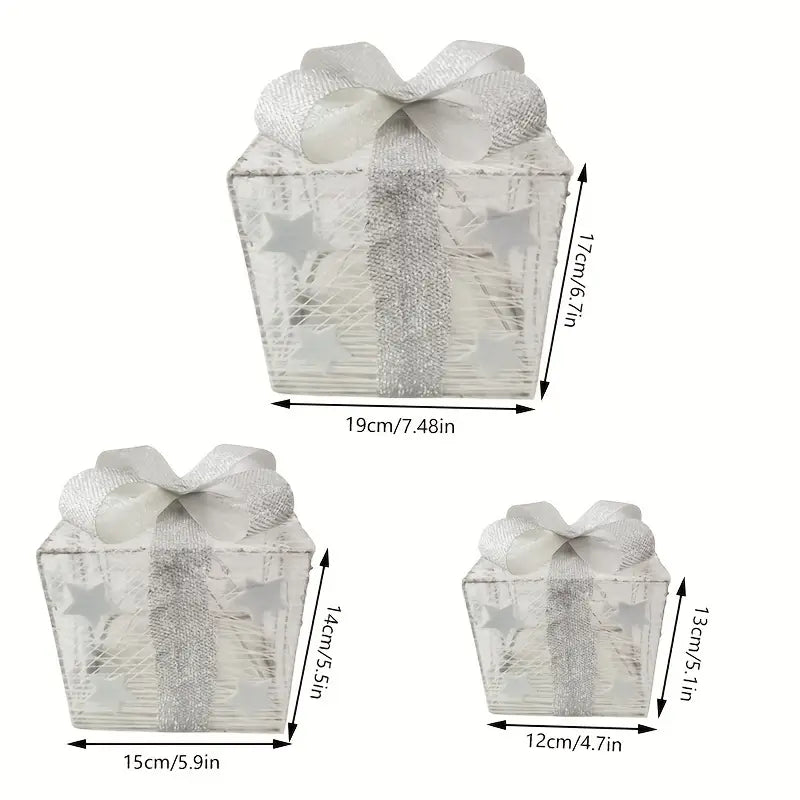 Ensemble de trois boîtes décoratives lumineuses pour usage intérieur et extérieur