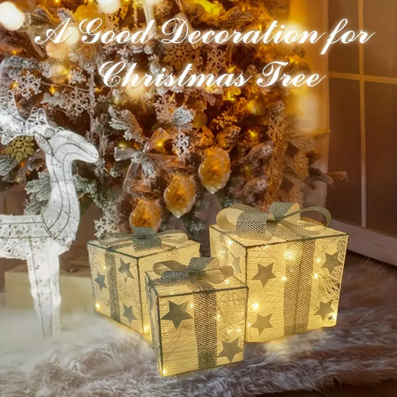 Ensemble de trois boîtes décoratives lumineuses pour usage intérieur et extérieur