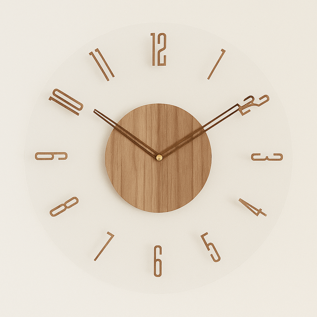 Reloj de cuarzo de madera, clásico y contemporáneo, silencioso
