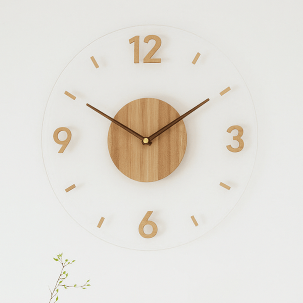 Reloj de cuarzo de madera, clásico y contemporáneo, silencioso
