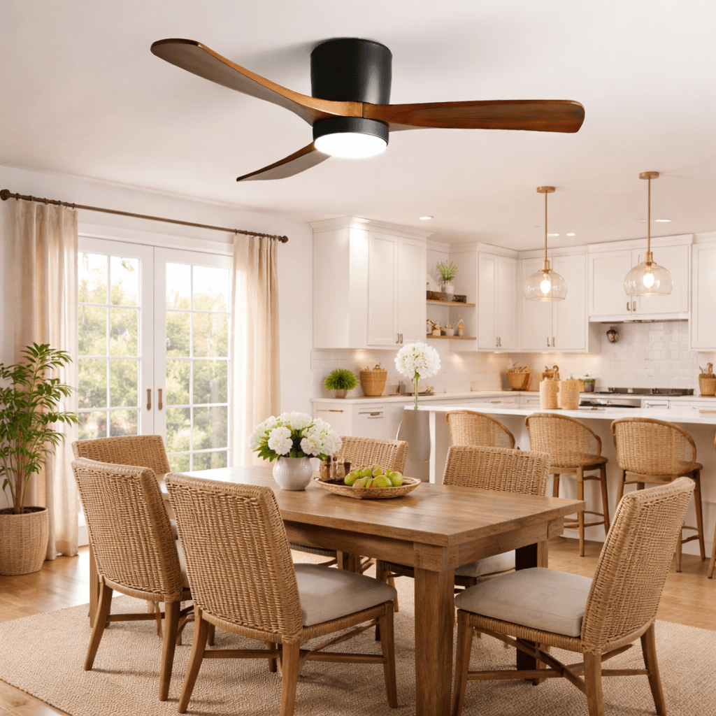 Lampa sufitowa w stylu nordyckim z wentylatorem Lampa sufitowa LED z pilotem