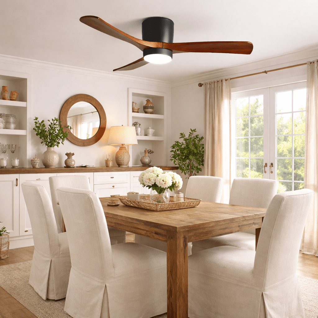 Lampa sufitowa w stylu nordyckim z wentylatorem Lampa sufitowa LED z pilotem