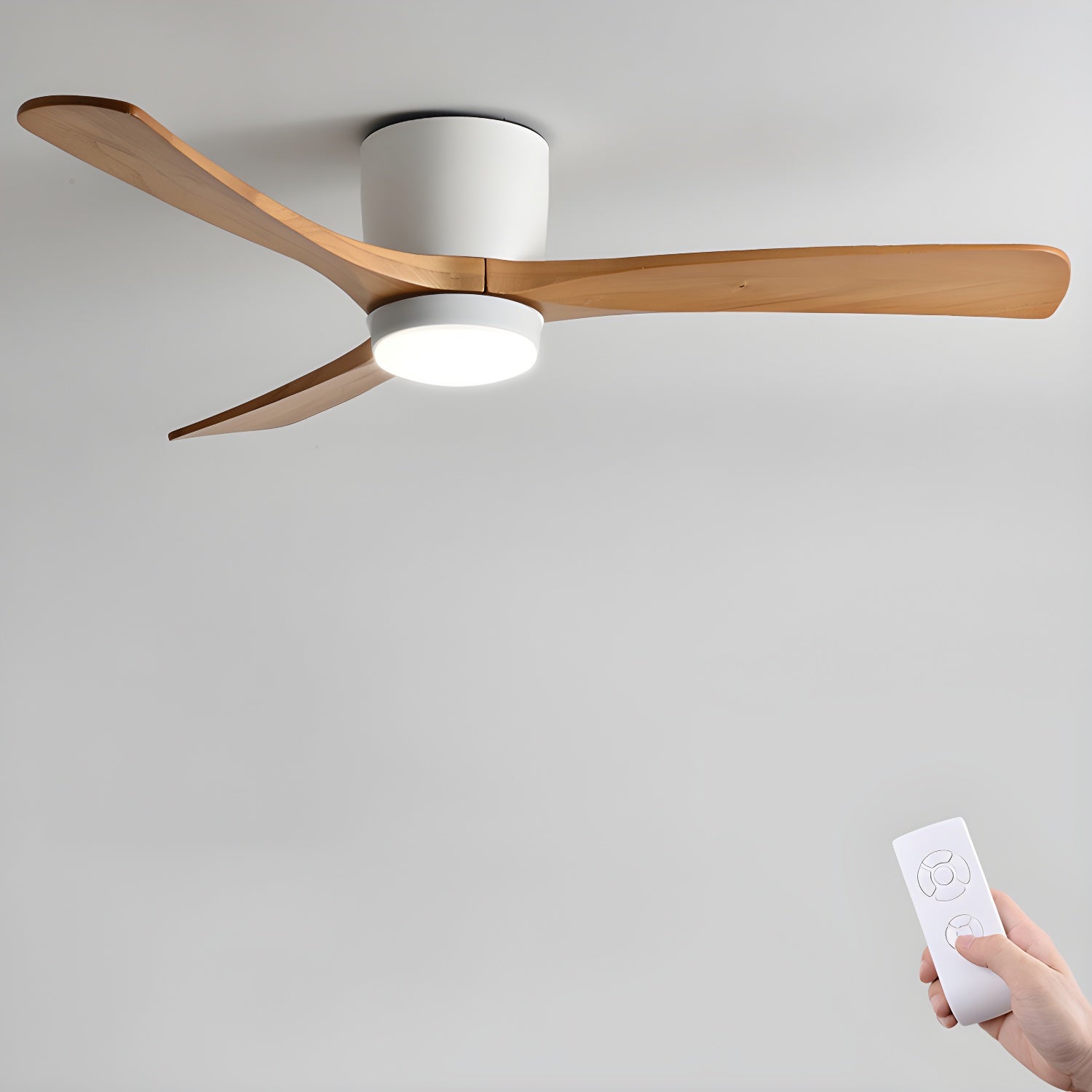 Lampa sufitowa w stylu nordyckim z wentylatorem Lampa sufitowa LED z pilotem