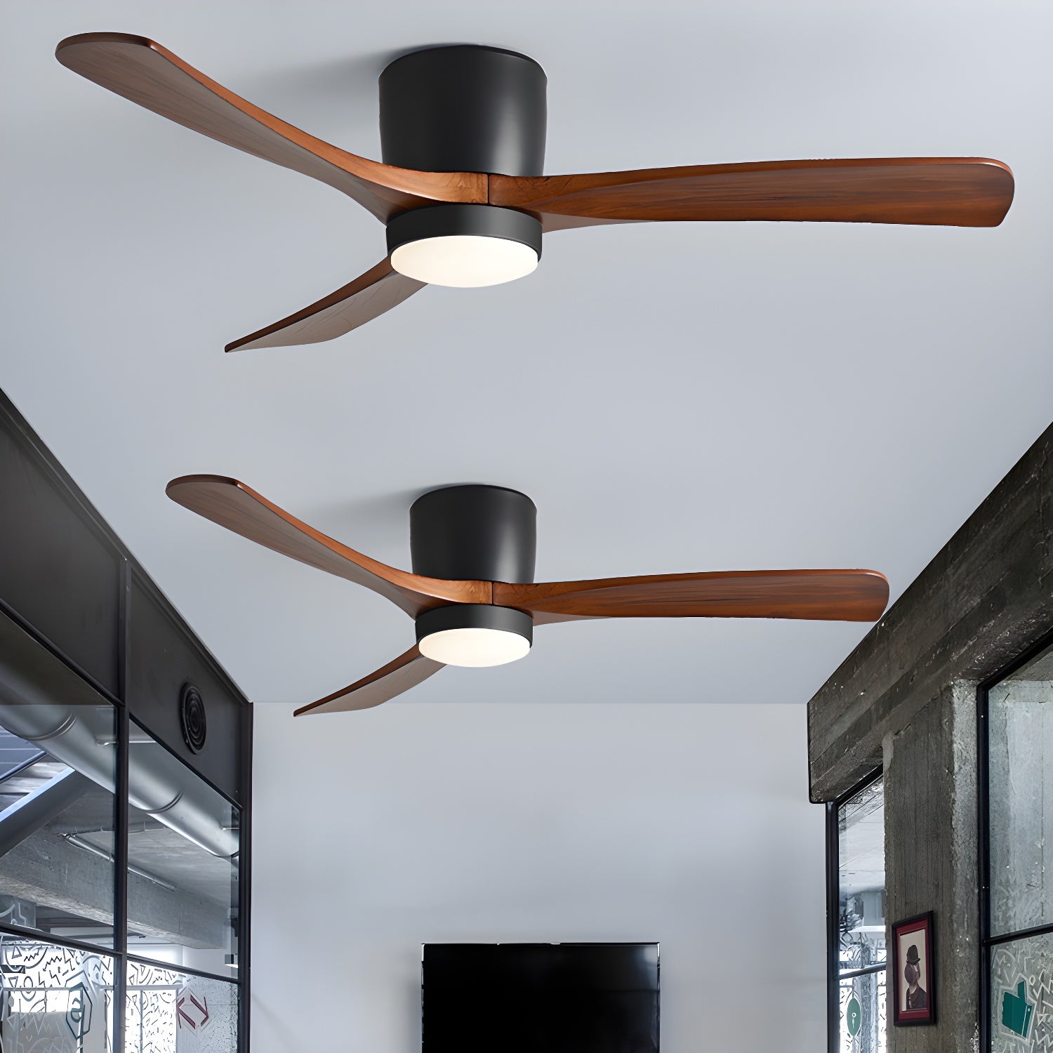 Lampa sufitowa w stylu nordyckim z wentylatorem Lampa sufitowa LED z pilotem