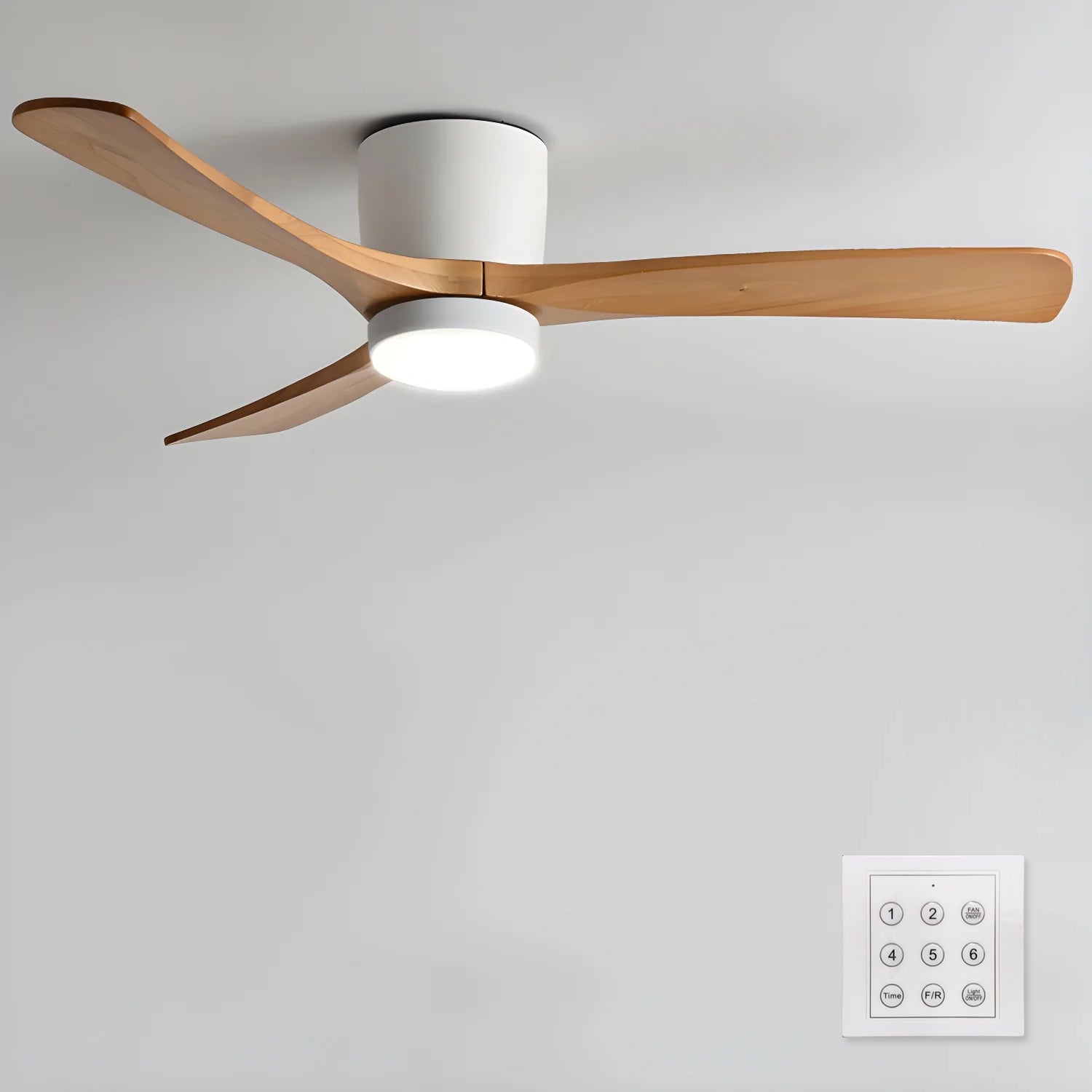 Lampa sufitowa w stylu nordyckim z wentylatorem Lampa sufitowa LED z pilotem