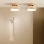 Naturalna lampa sufitowa LED z trawertynu okrągła wpuszczana