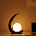 Lampada da notte moderna a forma di mezzaluna con paralume in vetro
