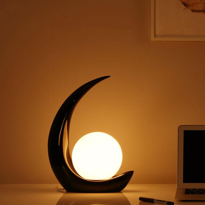 Lampada da notte moderna a forma di mezzaluna con paralume in vetro