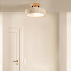 Natural Travertine LED Ceiling Lamp – Round Recessed Fixture