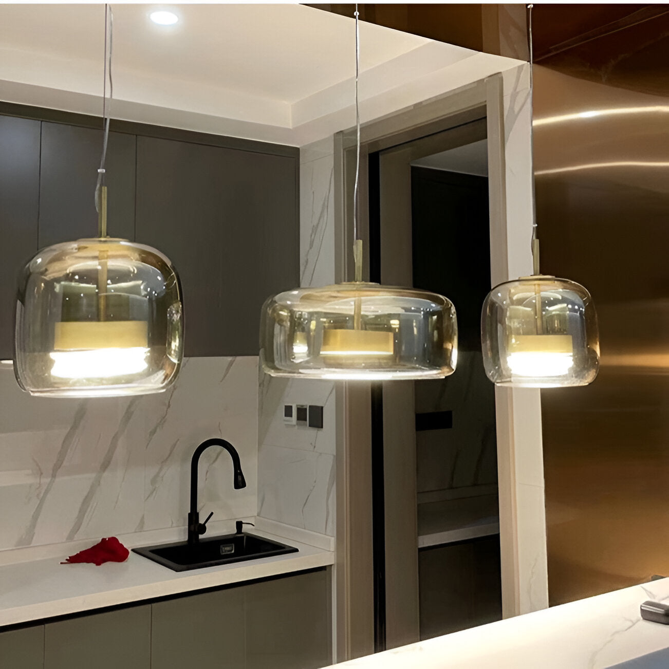 Lampa sufitowa wisząca LED retro z połowy wieku model