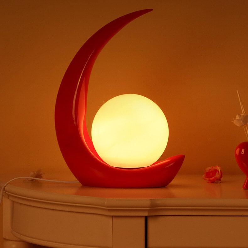 Modern crescent moon night lamp with glass shade