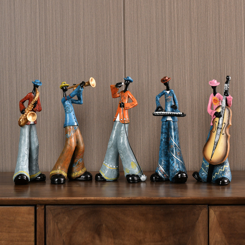 Figurka zespołu jazzowego vintage Dekoracyjna ozdoba muzyczna