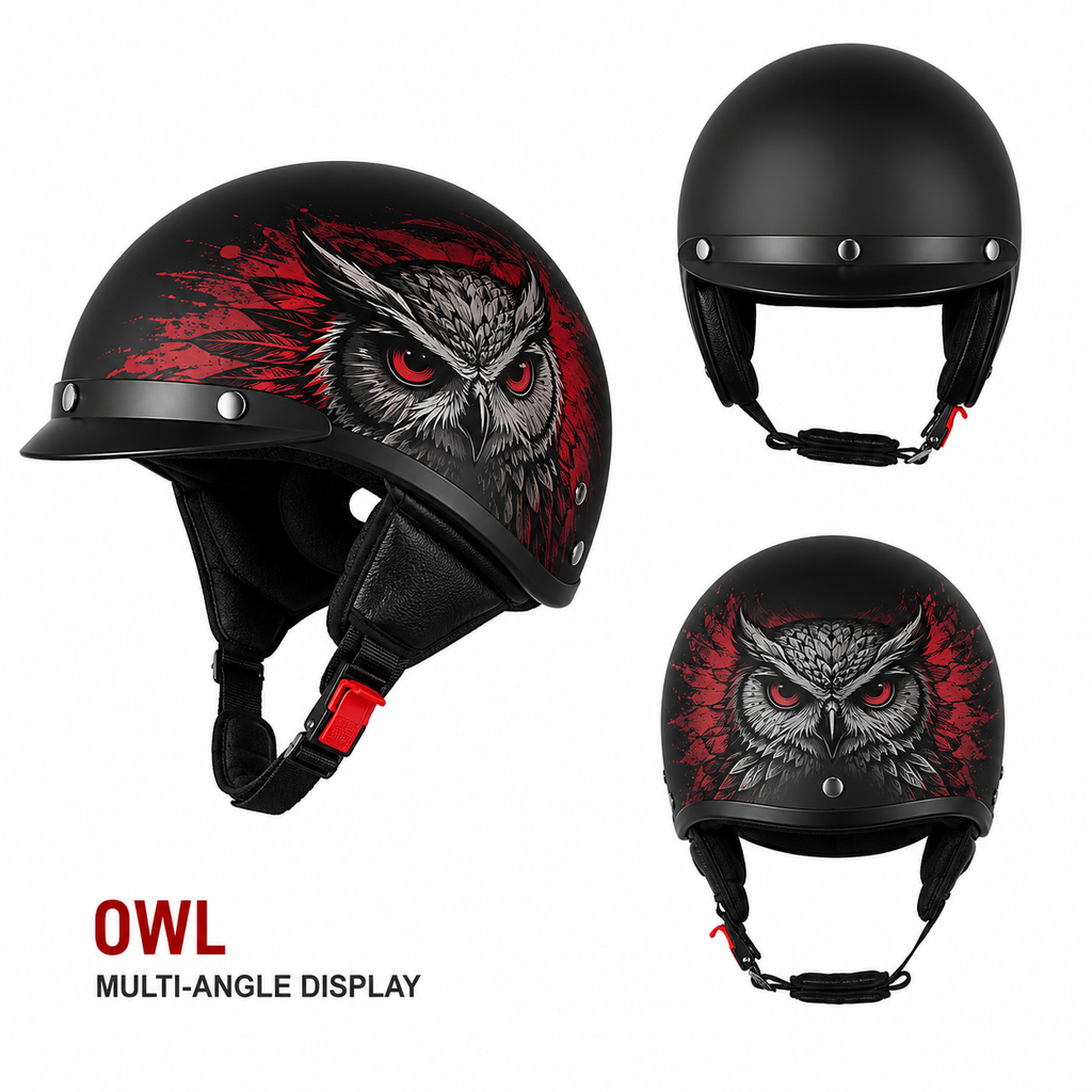 Urban Half-Shell Motorcycle Helmet – Retro Cap Style with Quick Release