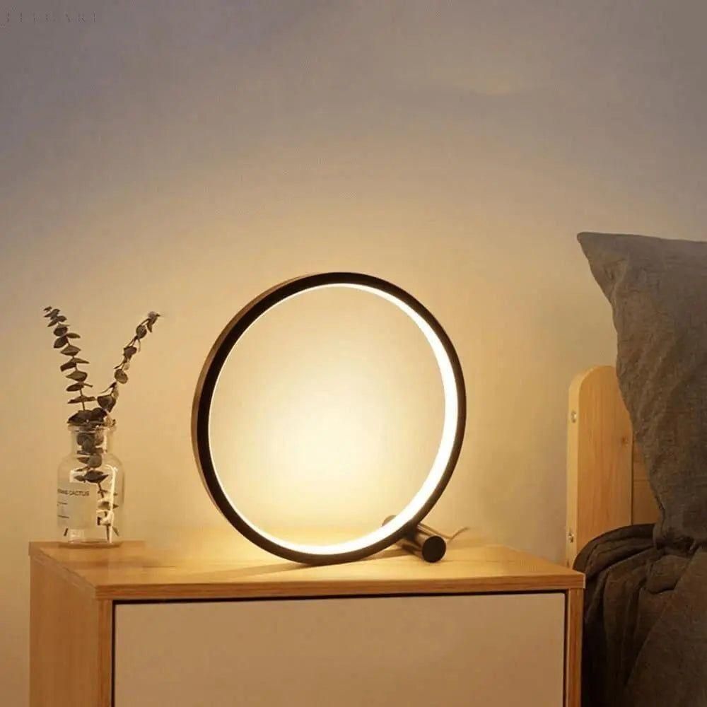 Nowoczesna LED Lampa Biurkowa w Kształcie Pierścienia Dotykowa Regulacja Jasności