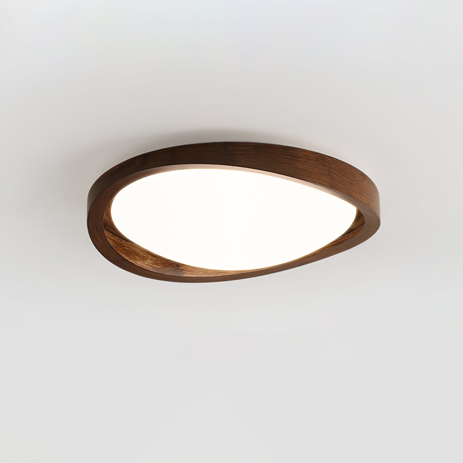 Orzechowy lampa sufitowa LED z zakrzywioną krawędzią do salonu