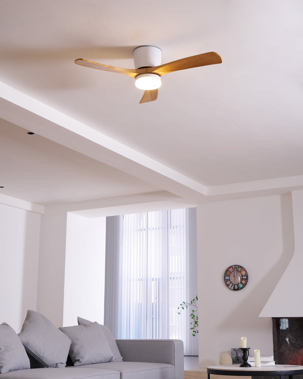 Lampa sufitowa w stylu nordyckim z wentylatorem Lampa sufitowa LED z pilotem