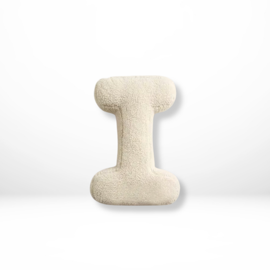 Decorative Throw Pillow Letter Shaped with Sherpa Fleece Bouclé Texture