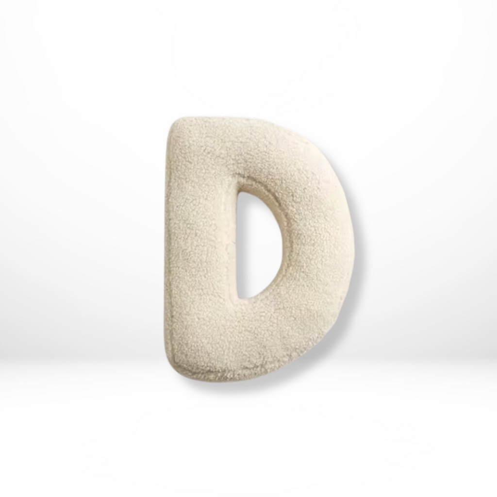 Decorative Throw Pillow Letter Shaped with Sherpa Fleece Bouclé Texture