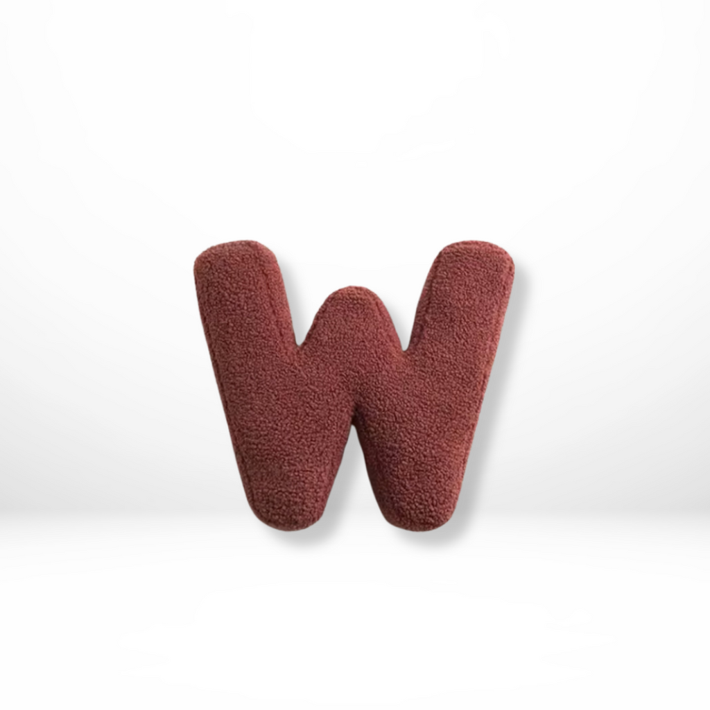 Decorative Throw Pillow Letter Shaped with Sherpa Fleece Bouclé Texture
