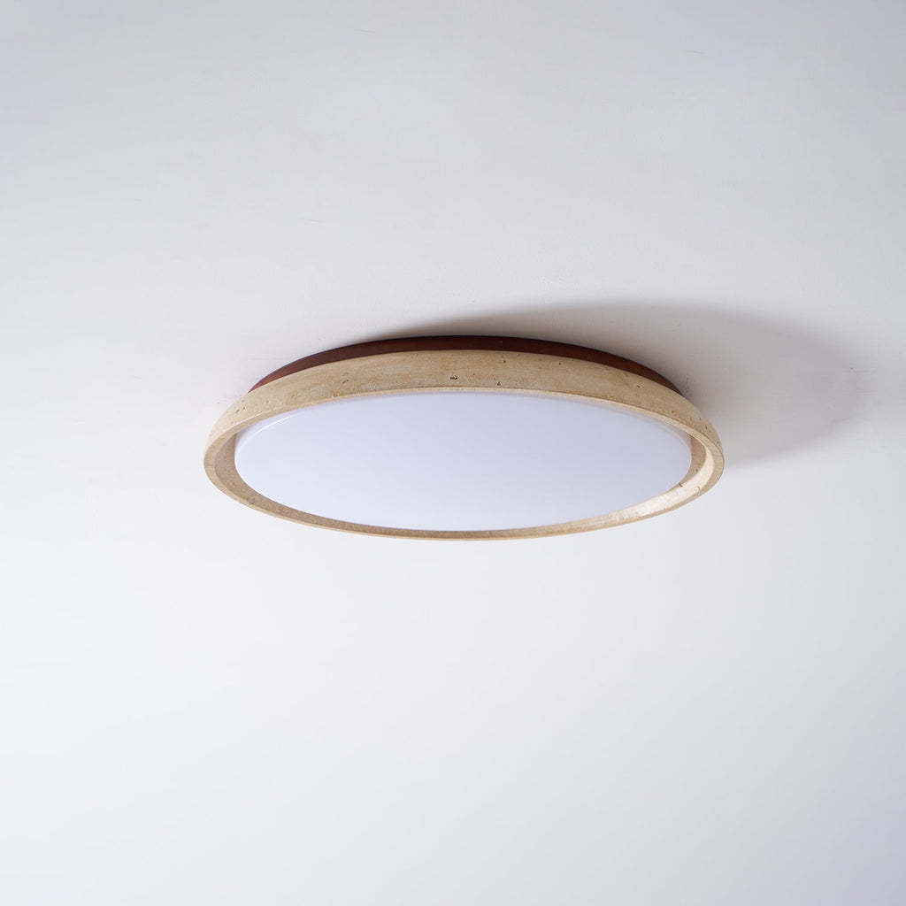 Minimalist travertine beige stone LED ceiling lamp