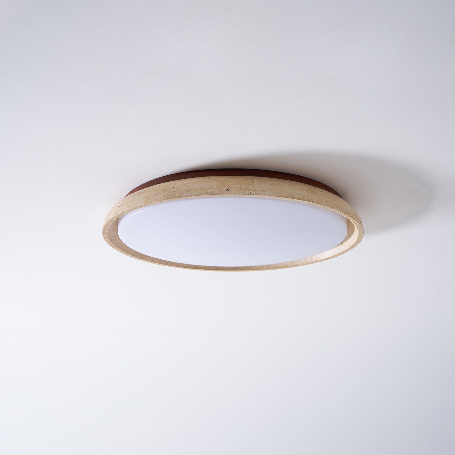 Minimalist travertine beige stone LED ceiling lamp