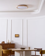 Minimalist travertine beige stone LED ceiling lamp
