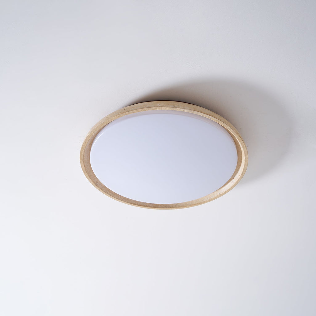 Minimalist travertine beige stone LED ceiling lamp