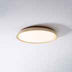 Minimalist travertine beige stone LED ceiling lamp