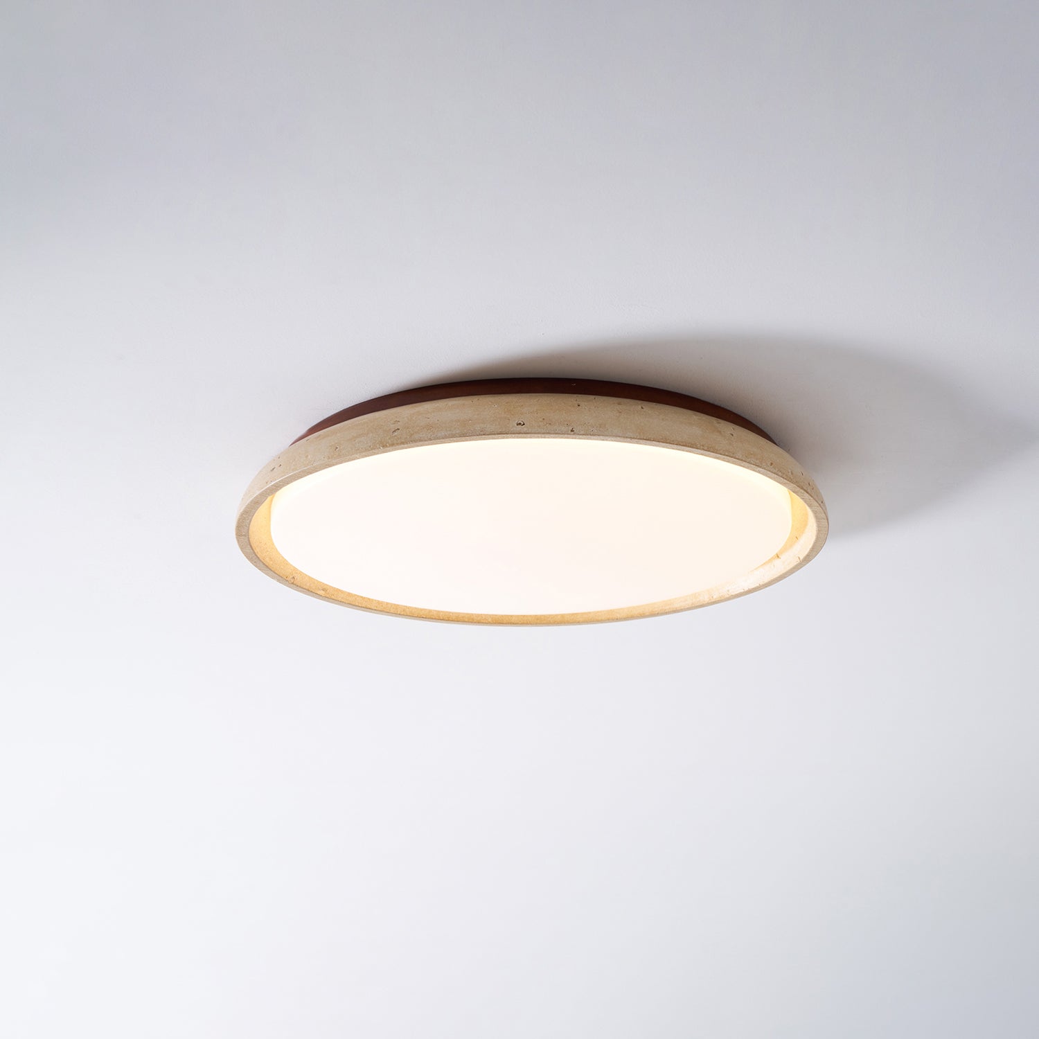 Minimalist travertine beige stone LED ceiling lamp