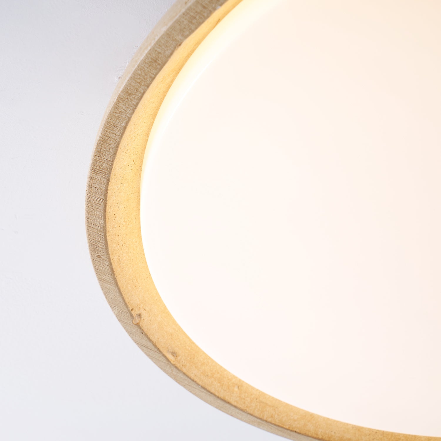 Minimalist travertine beige stone LED ceiling lamp