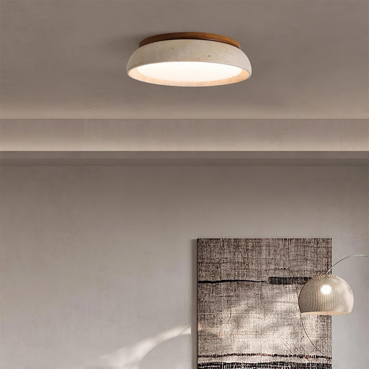 Lampada da soffitto rotonda in legno versatile e resistente all'umidità LED per casa moderna