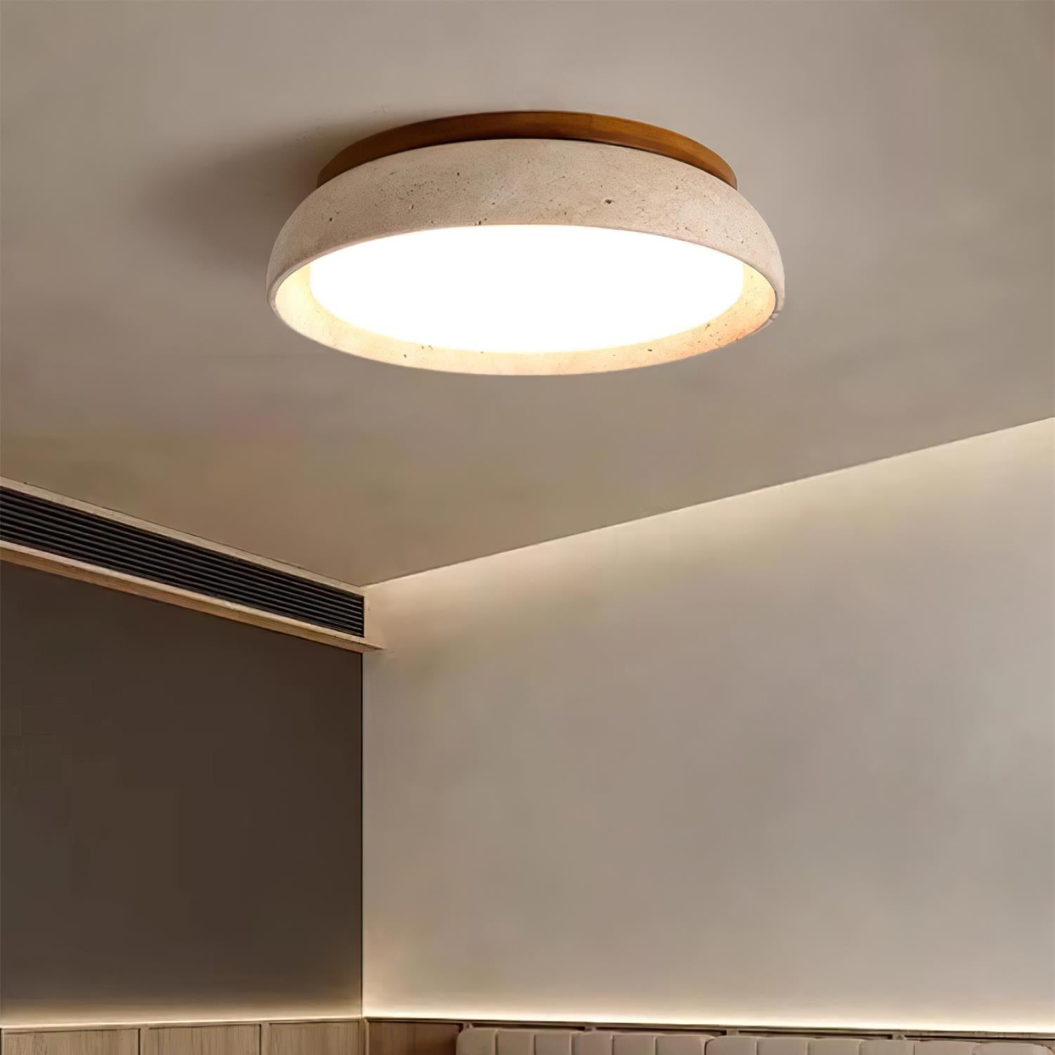 Wszechstronna odporna na wilgoć drewniana okrągła lampa sufitowa LED do nowoczesnego domu