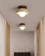 Luksusowa lampa sufitowa z kamienia piedra z opalowym kloszem