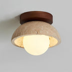 Luksusowa lampa sufitowa z kamienia piedra z opalowym kloszem