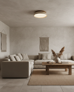 Minimalist travertine beige stone LED ceiling lamp